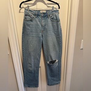 Abercrombie & Fitch Light Blue Distressed Straight Leg Jeans